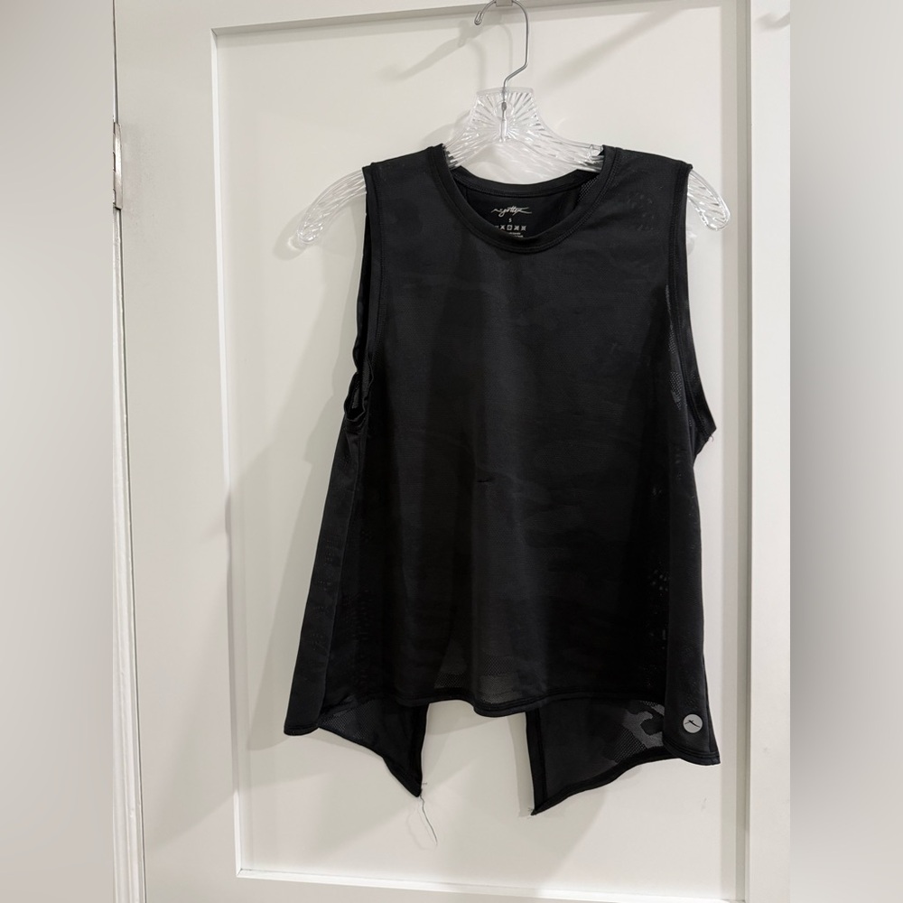 X by Gottex black camouflage see thru sporty tank top w/ tie back